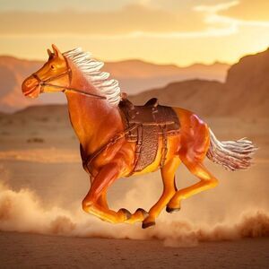 Vintage Popak New Ray Brown Orange Tan Galloping Horse Figure  4.75" A48